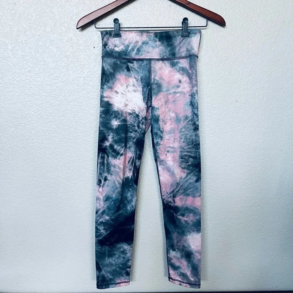Old Navy Active Girls Gray Pink Tie Dye Athletic Leggings L
